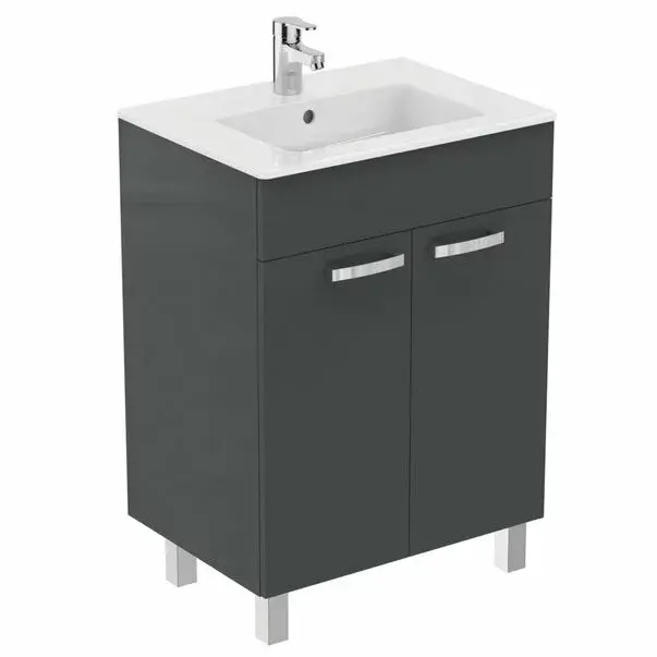 Dulap baza pentru lavoar pe pardoseala Ideal Standard Tempo 60 cm, gri lucios [1]