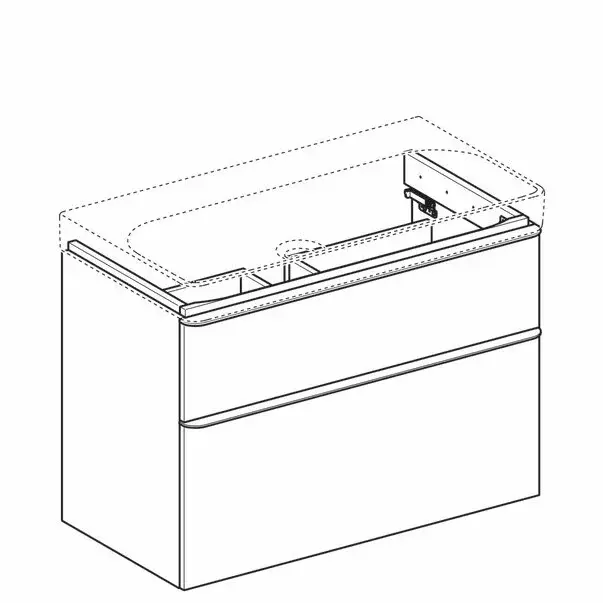 Dulap baza pentru lavoar suspendat Geberit Smyle Square gri nisip 2 sertare 89 cm [2]