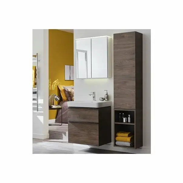 Dulap baza pentru lavoar suspendat Geberit Smyle Square nuc 2 sertare 59 cm [1]