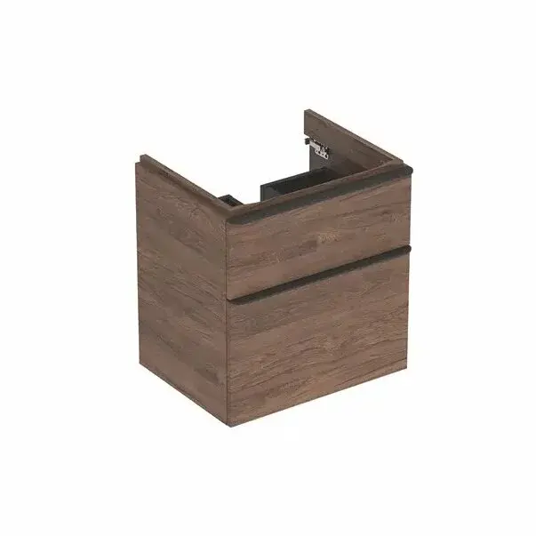 Dulap baza pentru lavoar suspendat Geberit Smyle Square nuc 2 sertare 59 cm [2]