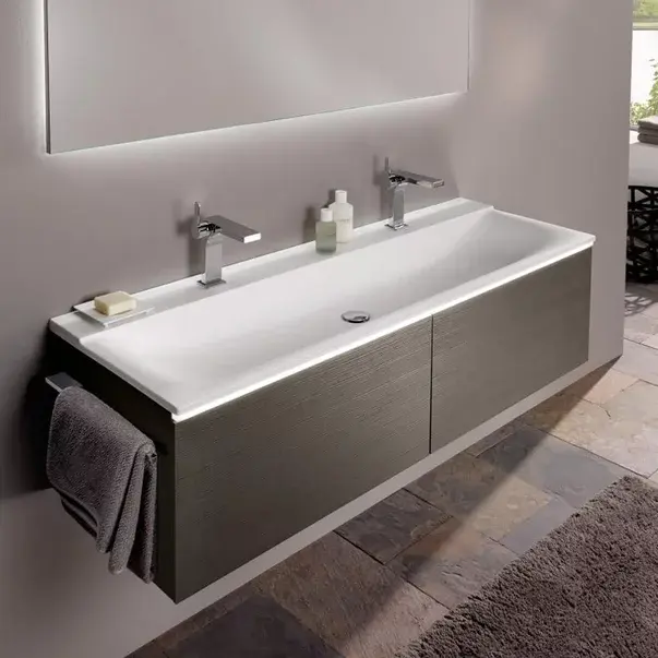 Dulap baza pentru lavoar suspendat Geberit Xeno2 gri 2 sertare 140 cm [2]