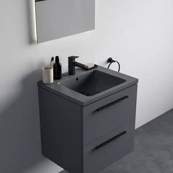 Dulap baza suspendat Ideal Standard i.life B gri quartz mat 2 sertare 60 cm [6]