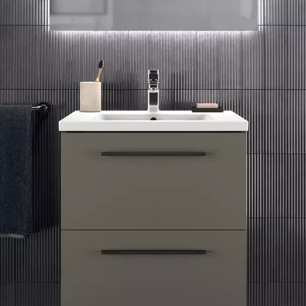 Dulap baza suspendat Ideal Standard i.life B gri quartz mat 2 sertare 60 cm [4]