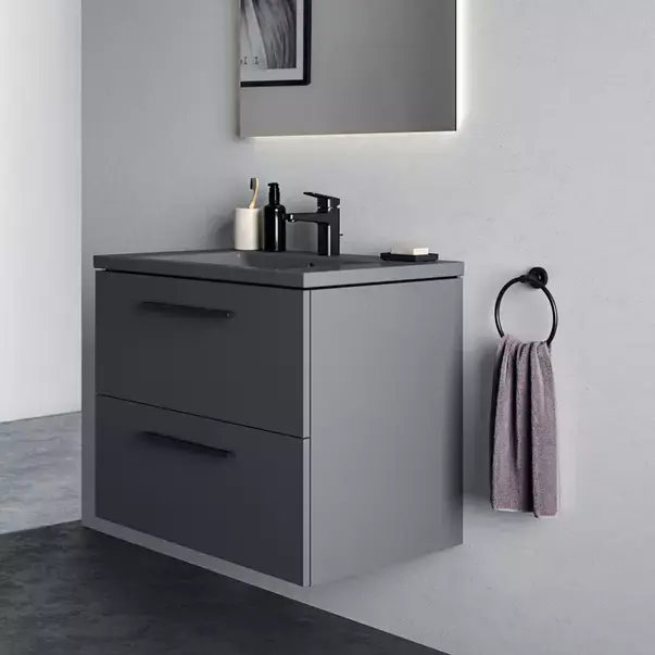 Dulap baza suspendat Ideal Standard i.life B gri quartz mat 2 sertare 80 cm [3]