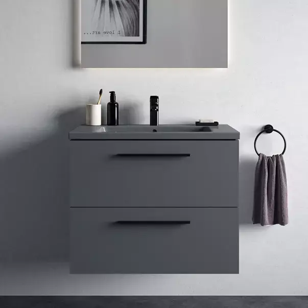 Dulap baza suspendat Ideal Standard i.life B gri quartz mat 2 sertare 80 cm [4]