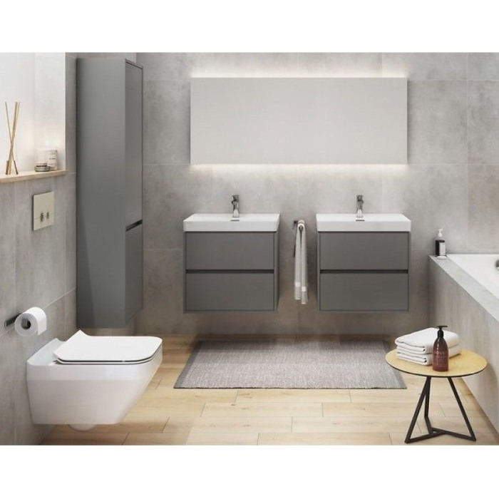 Dulap coloana Cersanit, Crea, cu doua usi, 140 cm, gri [5]