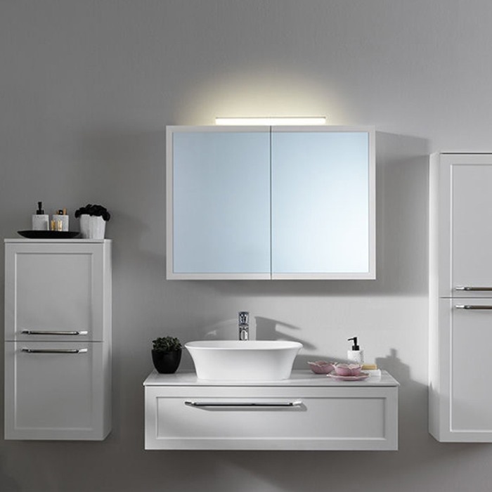 Dulap cu oglinda, 2 usi, iluminare LED, Kolpasan, Blanche, 95 cm, alb [3]
