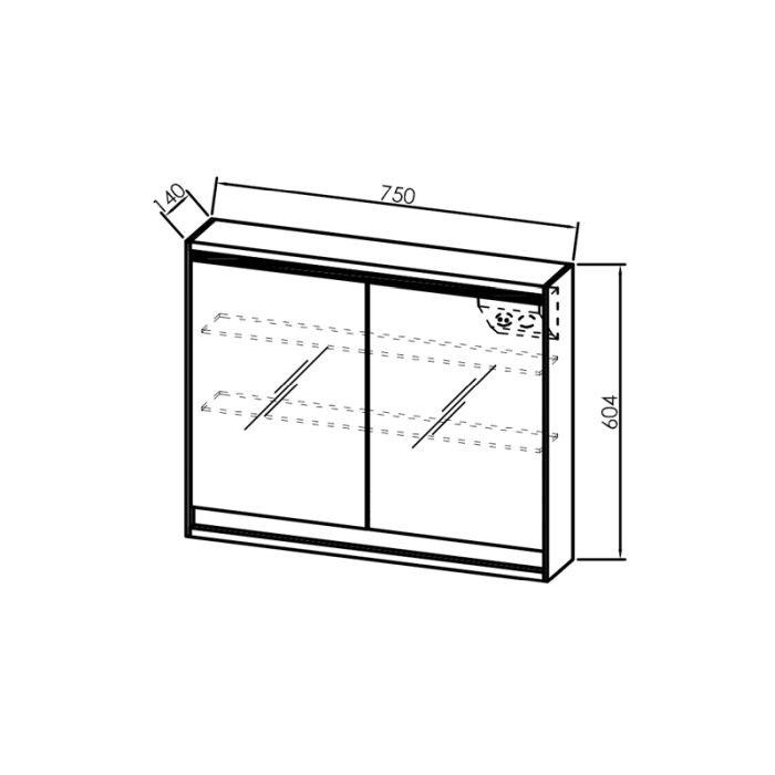 Dulap cu oglinda, Kolpasan, Pandora, 75 cm, iluminare led, alb [2]