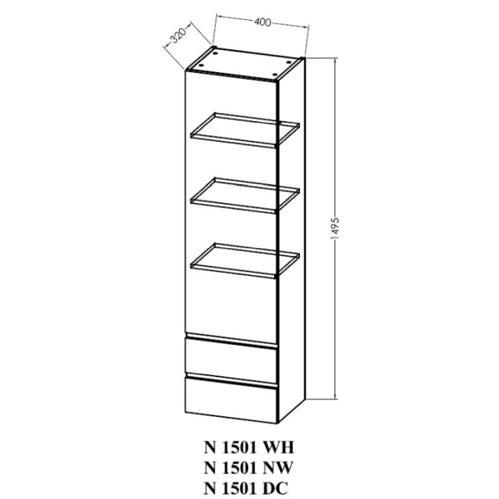 Dulap inalt cu 1 usa si 2 sertare, Kolpasan, Naomi, 149.5 ( h ) cm, dark concrete [2]