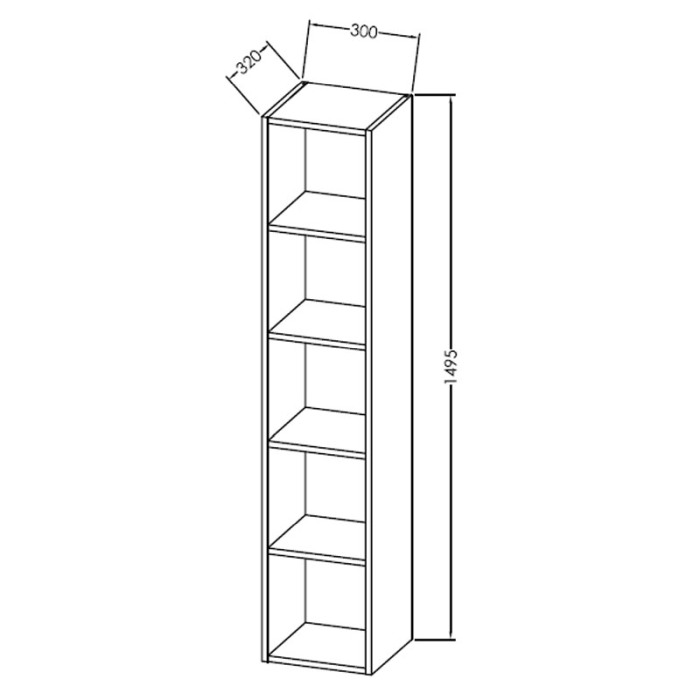 Dulap inalt deschis cu polite, Kolpasan, Naomi large, 149.5 cm, dark concrete [2]