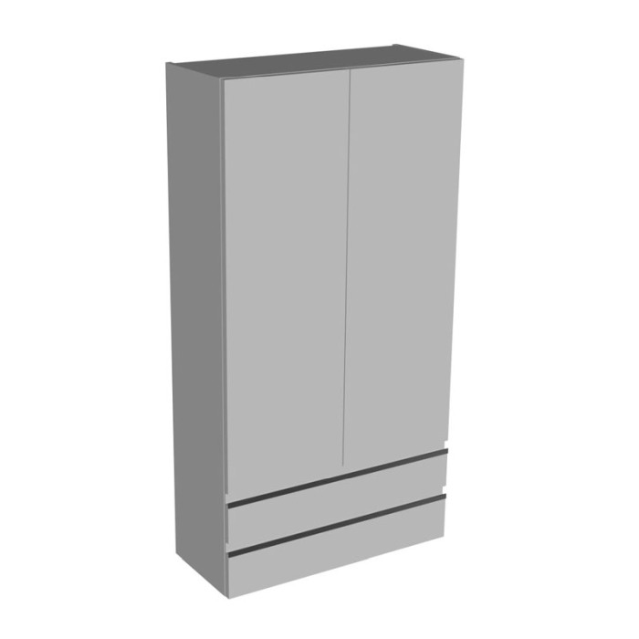 Dulap inalt suspendat, Kolpasan, Alexis, cu 2 usi si 2 sertare, H 146 cm, dark concrete [3]