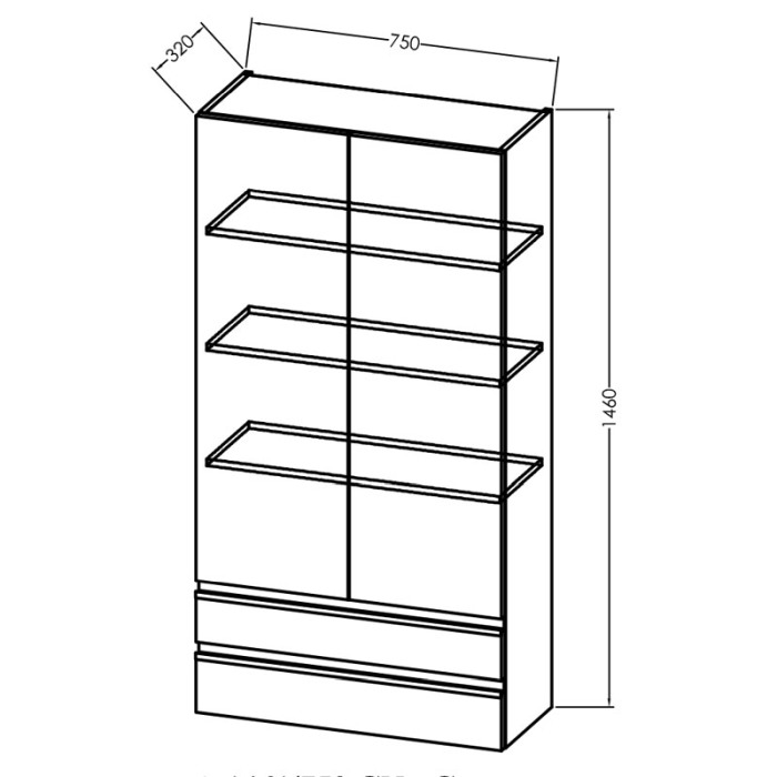 Dulap inalt suspendat, Kolpasan, Alexis, cu 2 usi si 2 sertare, H 146 cm, dark concrete [2]