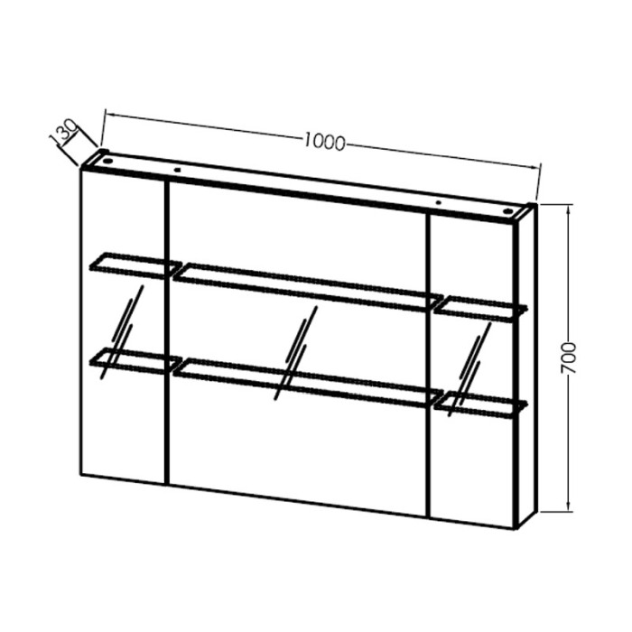 Dulap suspendat cu oglinda, Kolpasan, Naomi, cu 3 usi, 100 cm, dark concrete [2]