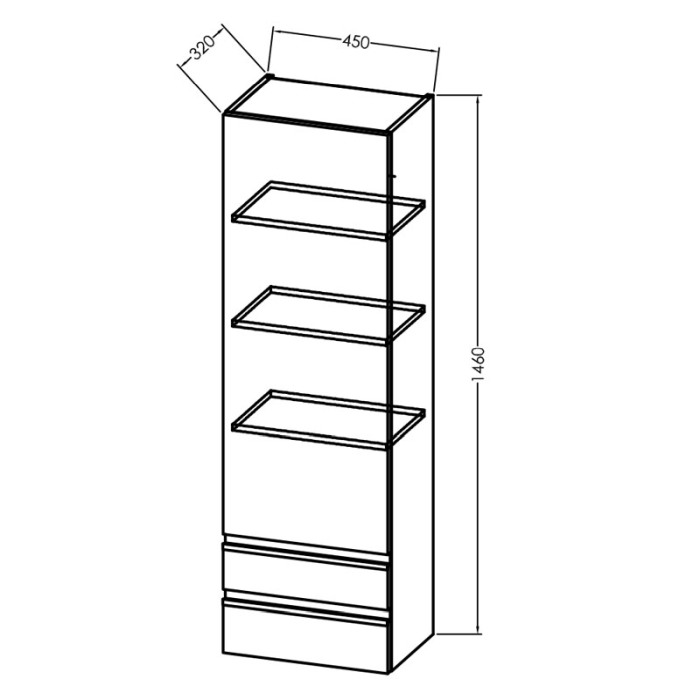 Dulap suspendat, Kolpasan, Alexis, cu 1 usa si 2 sertare, h146 cm, Craft Wood [2]