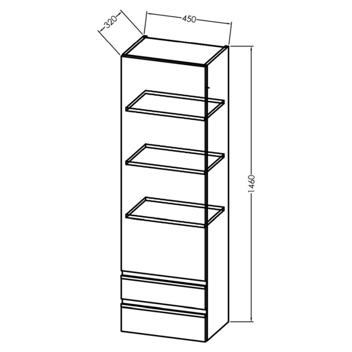 Dulap suspendat, Kolpasan, Alexis, cu 1 usa si 2 sertare, h146 cm, Dark Concrete [2]