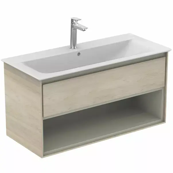 Dulap suspendat pentru lavoar maro deschis lemn Ideal Standard Connect Air 100 cm cu spatiu depozitare [3]