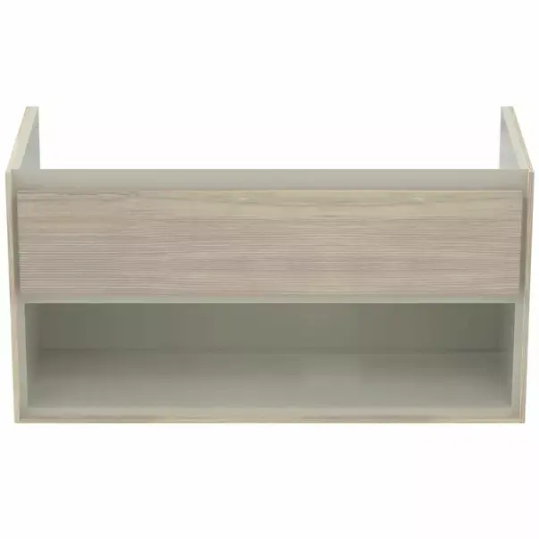 Dulap suspendat pentru lavoar maro deschis lemn Ideal Standard Connect Air 100 cm cu spatiu depozitare [2]