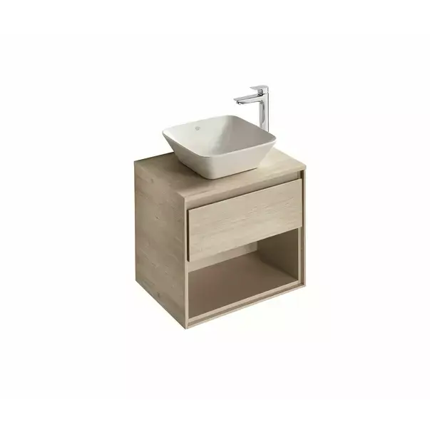 Dulap suspendat pentru lavoar maro deschis lemn Ideal Standard Connect Air 60 cm cu spatiu depozitare [4]