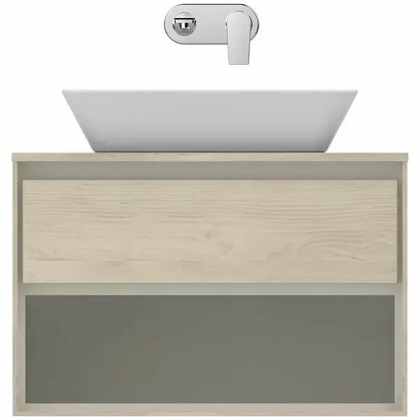Dulap suspendat pentru lavoar maro deschis lemn Ideal Standard Connect Air 80 cm cu spatiu depozitare [3]