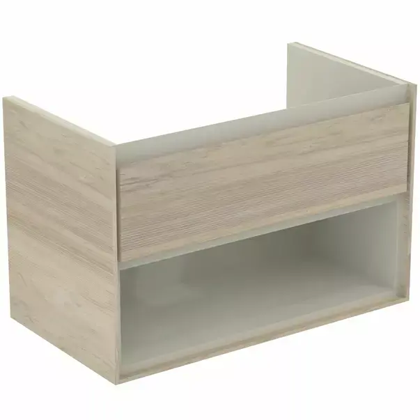 Dulap suspendat pentru lavoar maro deschis lemn Ideal Standard Connect Air 80 cm cu spatiu depozitare [2]