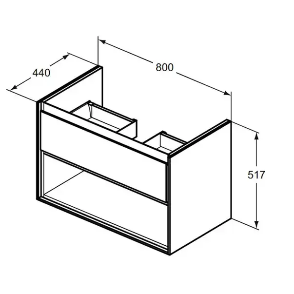 Dulap suspendat pentru lavoar maro deschis lemn Ideal Standard Connect Air 80 cm cu spatiu depozitare [5]