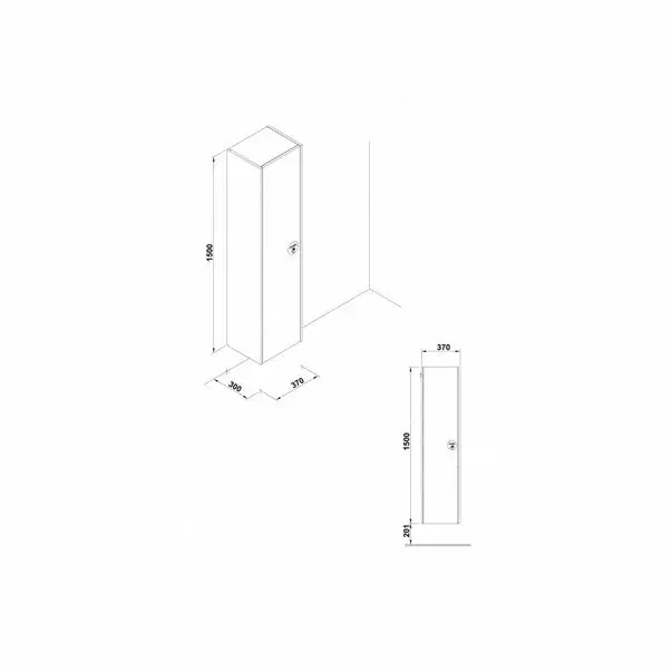 Dulap tip coloana suspendat alb Gala Klea deschidere push-open reversibil [2]