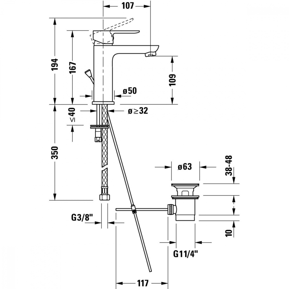 Duravit A.1 baterie lavoar stativ crom A11020001010 [2]