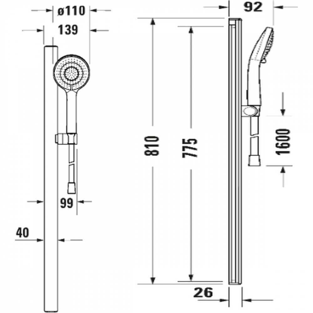 Duravit MinusFlow set de duș perete crom-alb UV0682004005 [2]