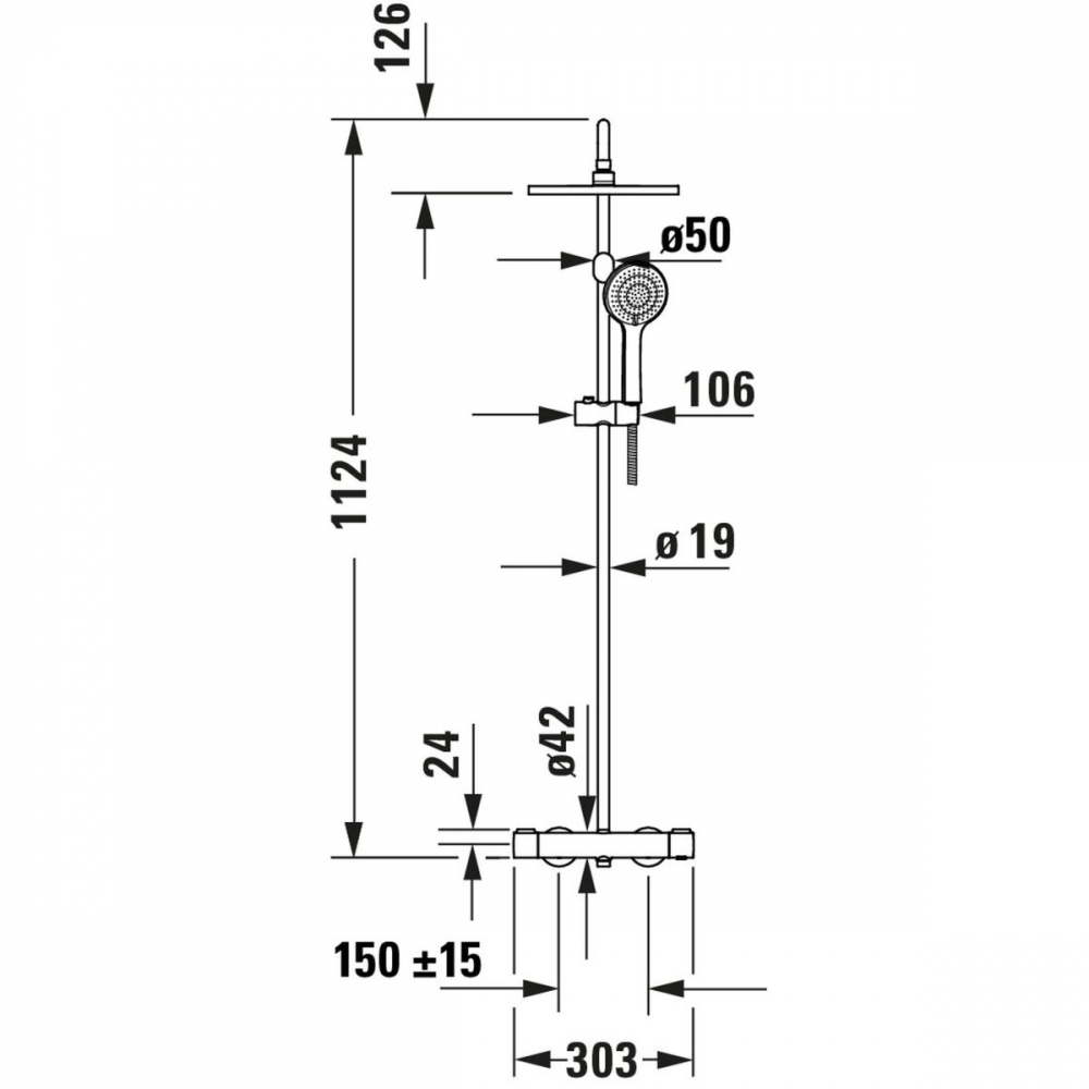 Duravit Shower Systems set de duș perete cu termostat auriu TH4282008034 [2]