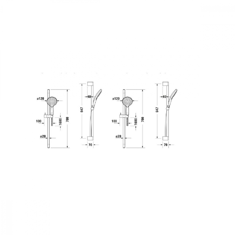 Duravit Universal set de duș perete crom UV0680003010 [2]
