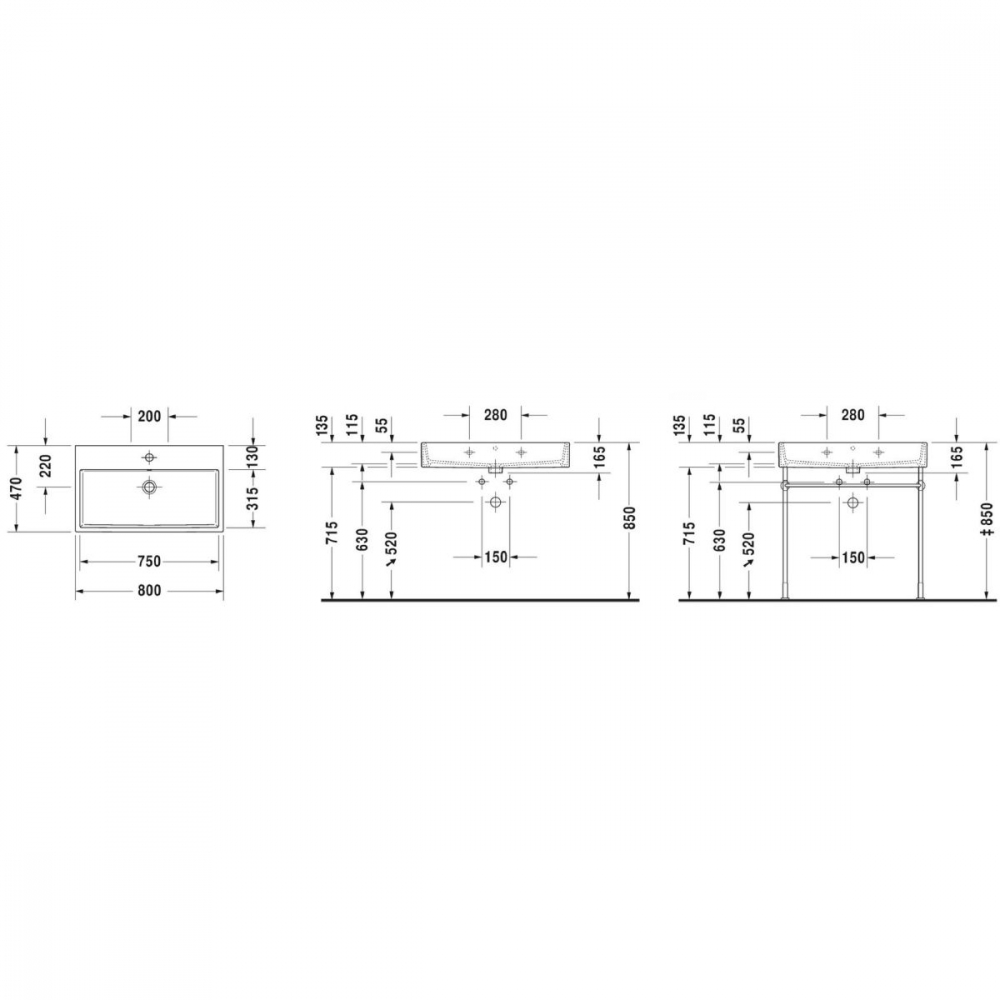 Duravit Vero Air lavoar 80x47 cm dreptunghiular mobilier alb 2350800000 [2]