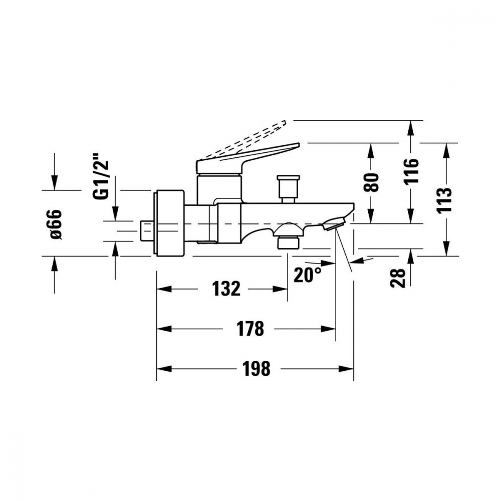 Duravit Wave baterie cadă-duș perete crom WA5230000010 [2]