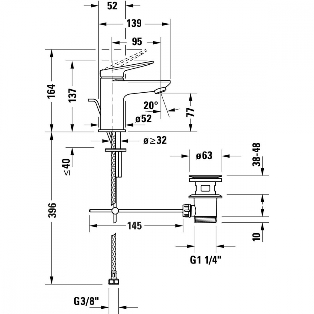 Duravit Wave baterie lavoar stativ alamă/bronz antic WA1010001004 [2]