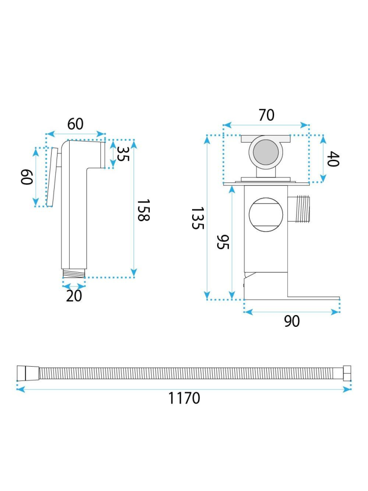 Baterie bideu Rea Argus Titan montare perete 158 mm PVD MY2021-95H [10]
