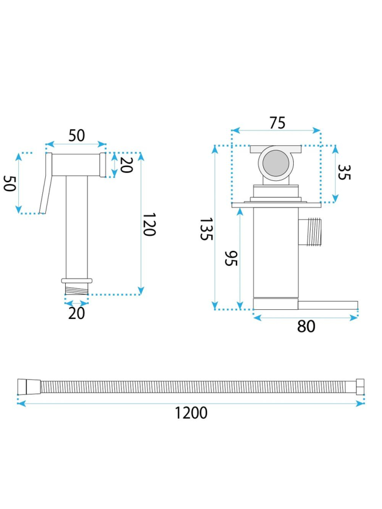 Baterie bideu Rea Foster auriu periat montaj perete 120 mm PVD [10]