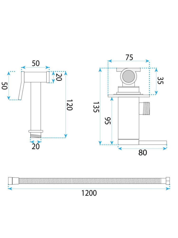 Baterie bideu Rea Foster Nickel Periat montaj perete 120 mm [10]
