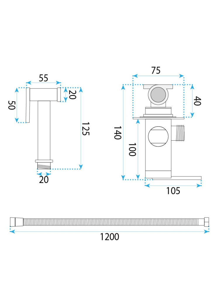 Baterie bideu Rea Grace auriu periat montaj perete 125 mm PVD [10]