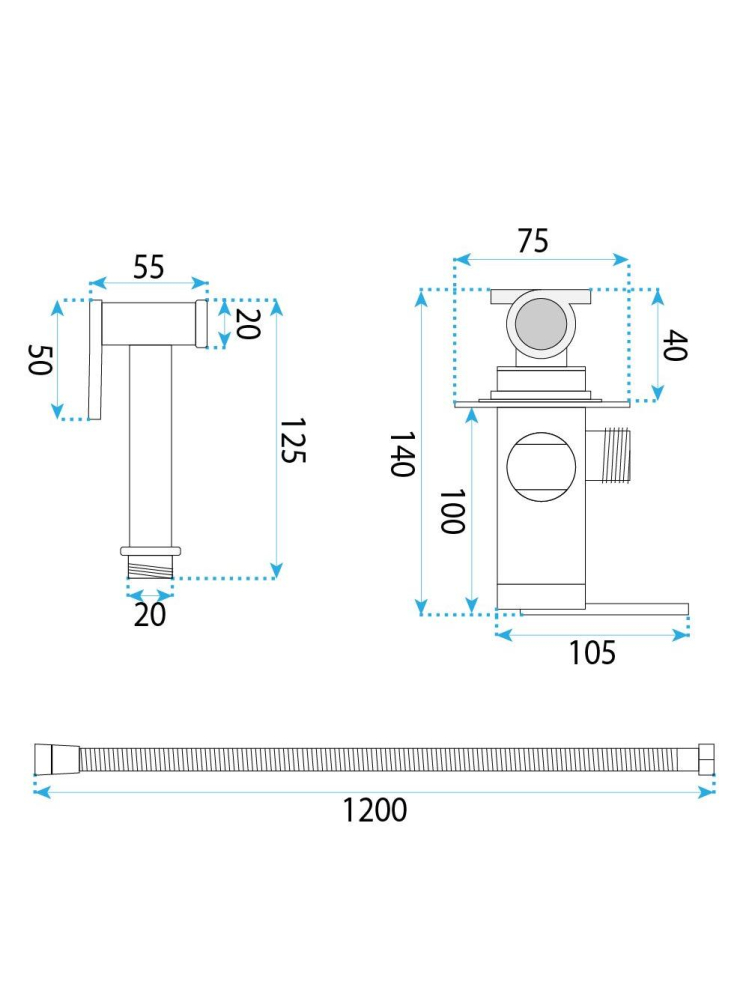 Baterie bideu Rea Grace nickel periat montaj perete 125 mm [10]
