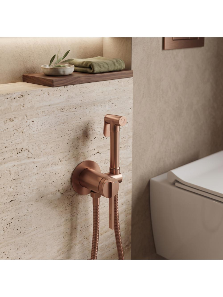 Baterie bideu Rea Grace cupru periat montaj perete PVD 125 mm [5]