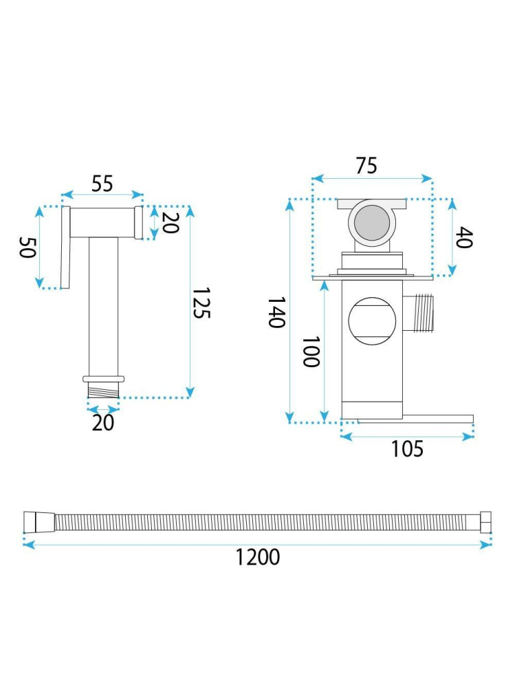 Baterie bideu Rea Grace Titan montaj perete PVD 125 mm [10]
