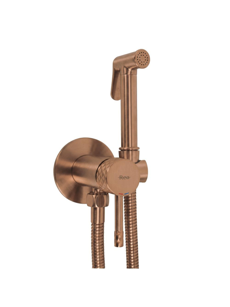 Baterie bideu Rea Lungo Loop Diamond cupru periat montaj perete 110 mm [8]