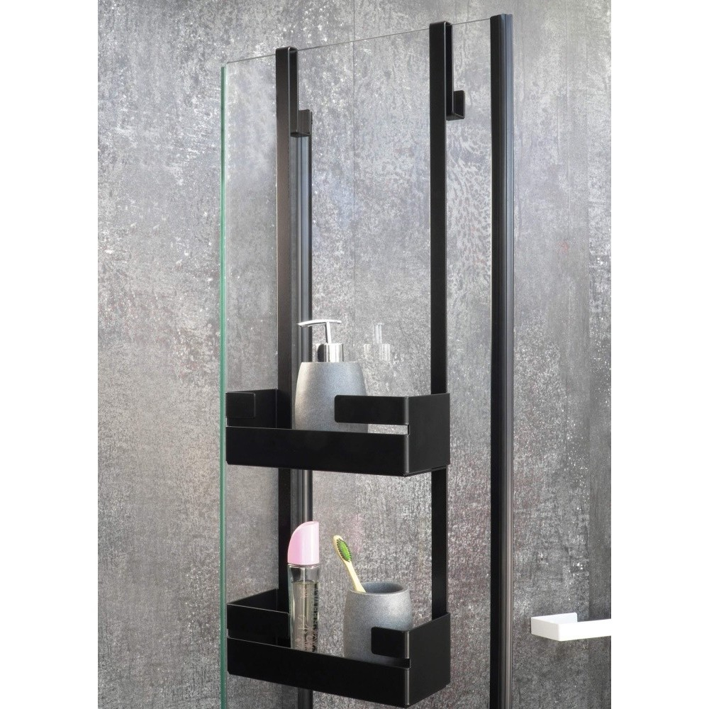 Etajera dubla cu agatatoare Deante Mokko negru 76x25 cm [2]