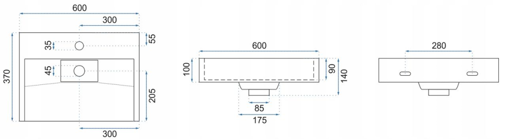 GOYA BLACK MAT 60CM LAVOAR DIN CONGLOMERAT negru [6]