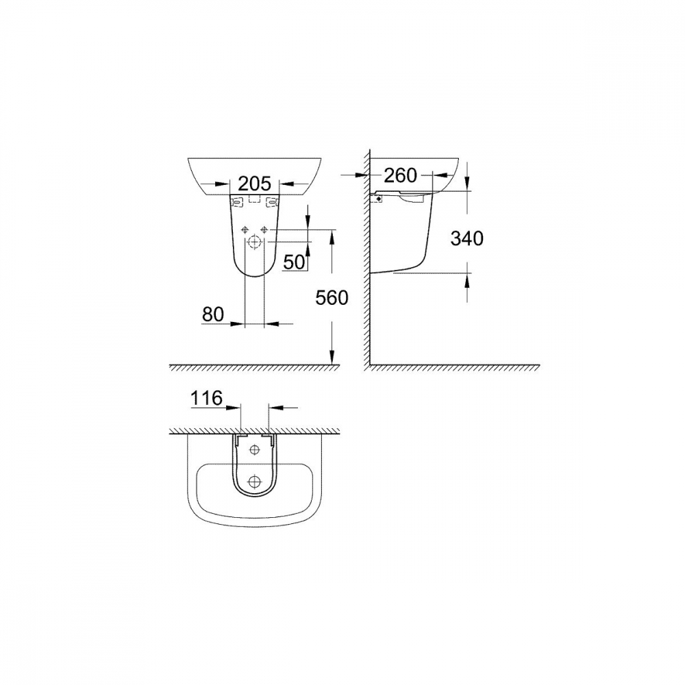 Grohe Bau Ceramic semipiedestal alb 39426000 [2]