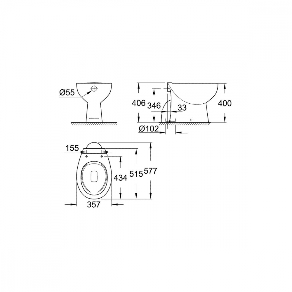 Grohe Bau Ceramic vas wc stativă da alb 39431000 [2]