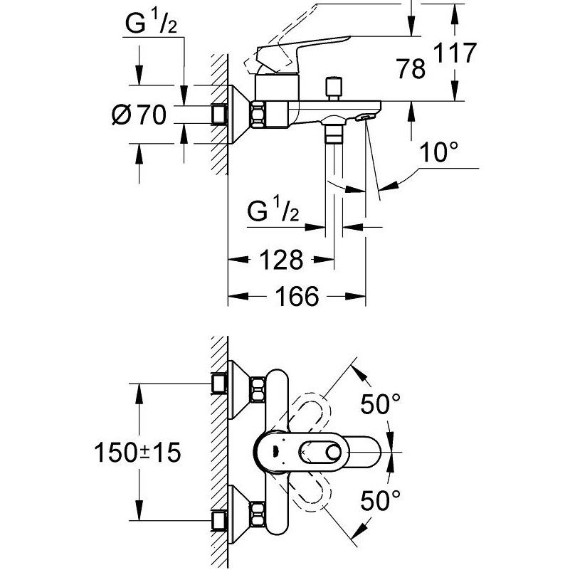 Grohe BauLoop Baterie cada dus monocomanda [4]