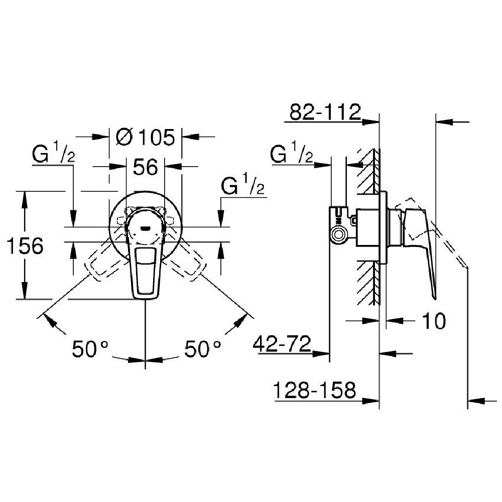Grohe BauLoop New Baterie dus incastrata [4]