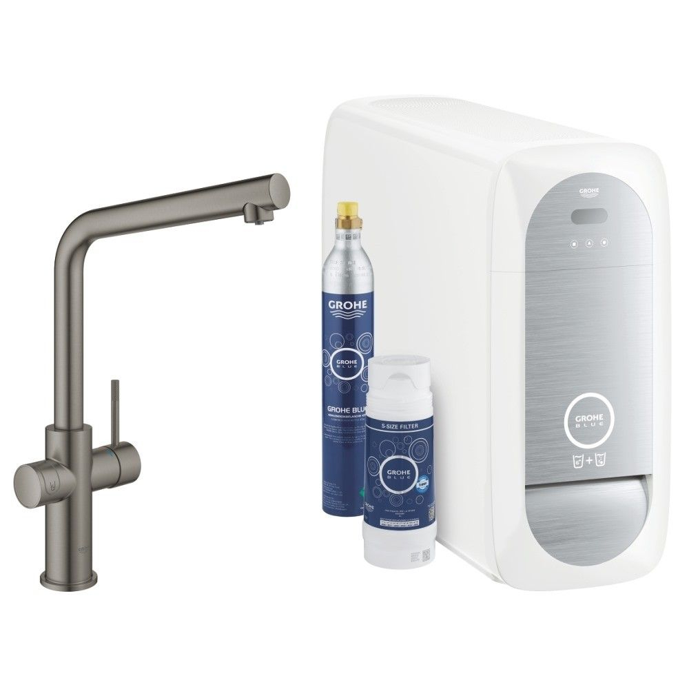 Grohe Blue Home Ondus Baterie de bucatarie cu sistem de filtrare, racire si acidulare, pipa L, antracit mat (brushed hard graphite) [1]