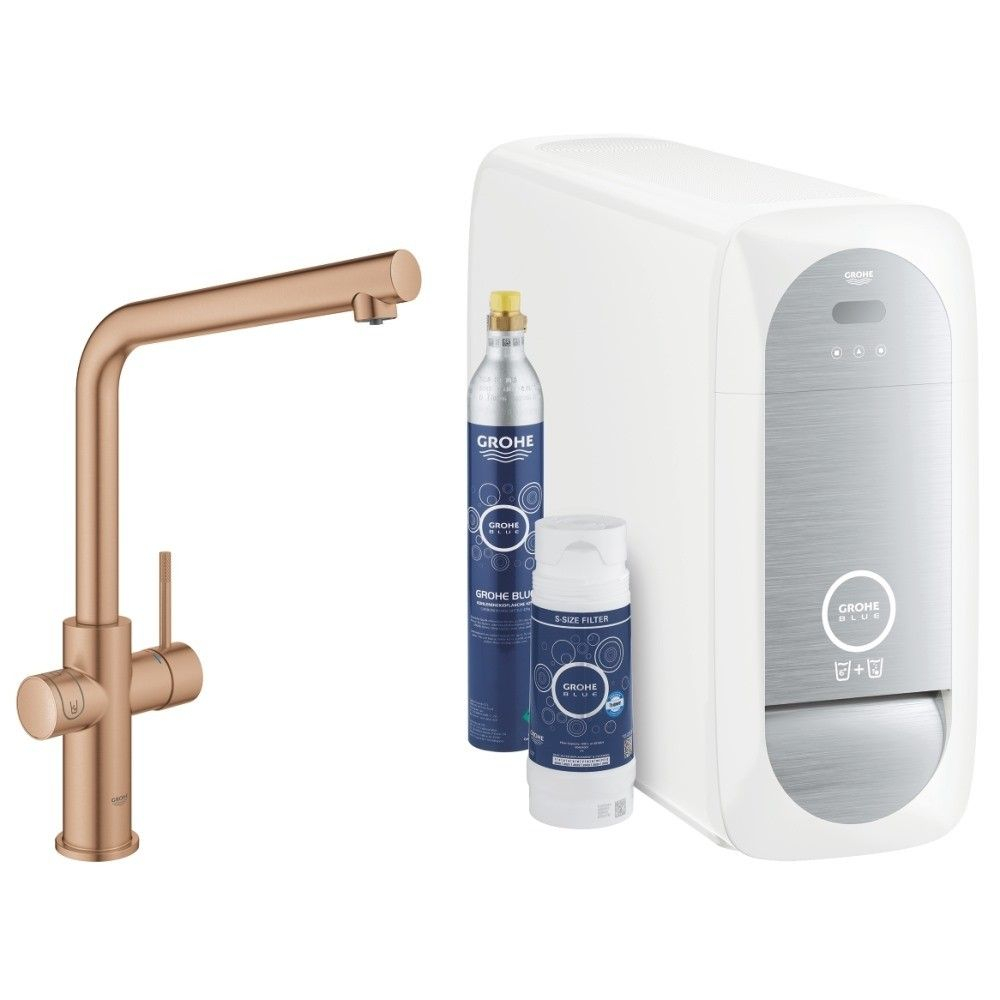 Grohe Blue Home Ondus Baterie de bucatarie cu sistem de filtrare, racire si acidulare, pipa L, cupru mat (brushed warm sunset) [1]