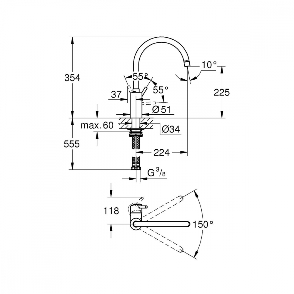 Grohe Concetto baterie bucătărie pe picior StarLight Chrome 32661003 [2]